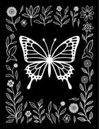 White Butterfly Floral Border Rug