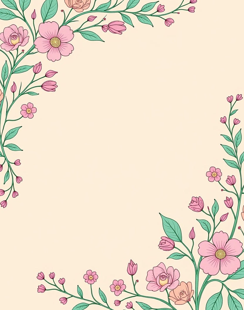 Pastel Pink Floral Vine Pattern Rug