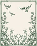 Flying Birds Floral Art Nouveau Rug