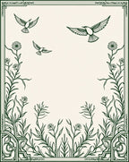 Flying Birds Floral Art Nouveau Rug