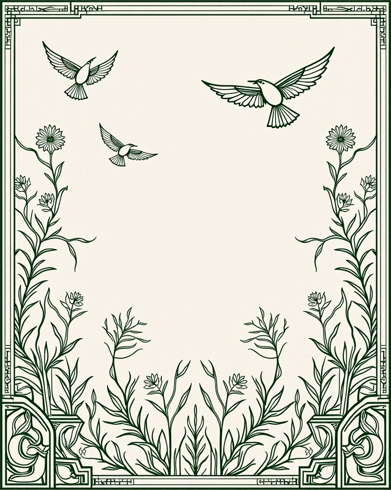 Flying Birds Floral Art Nouveau Rug