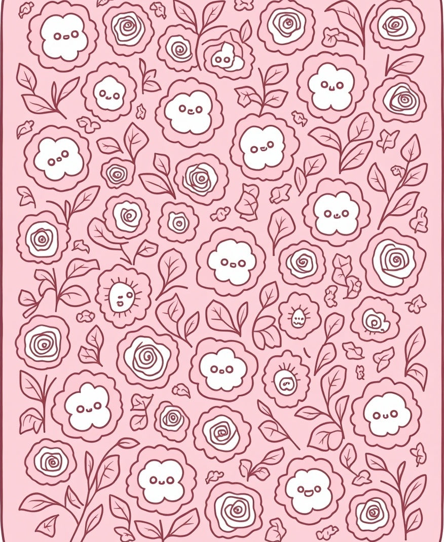 Cute Kawaii Floral Pattern Design Rug