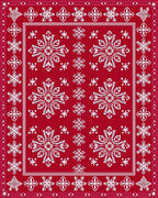 Red White Snowflake Pattern Rug