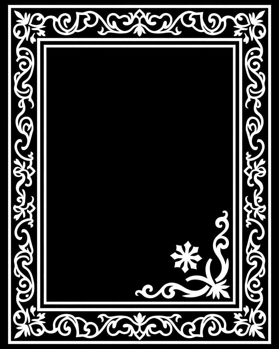 White Floral Scrollwork Patterned Rug