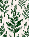 Dark Green Fern Leaf Pattern Rug