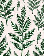Dark Green Fern Leaf Pattern Rug