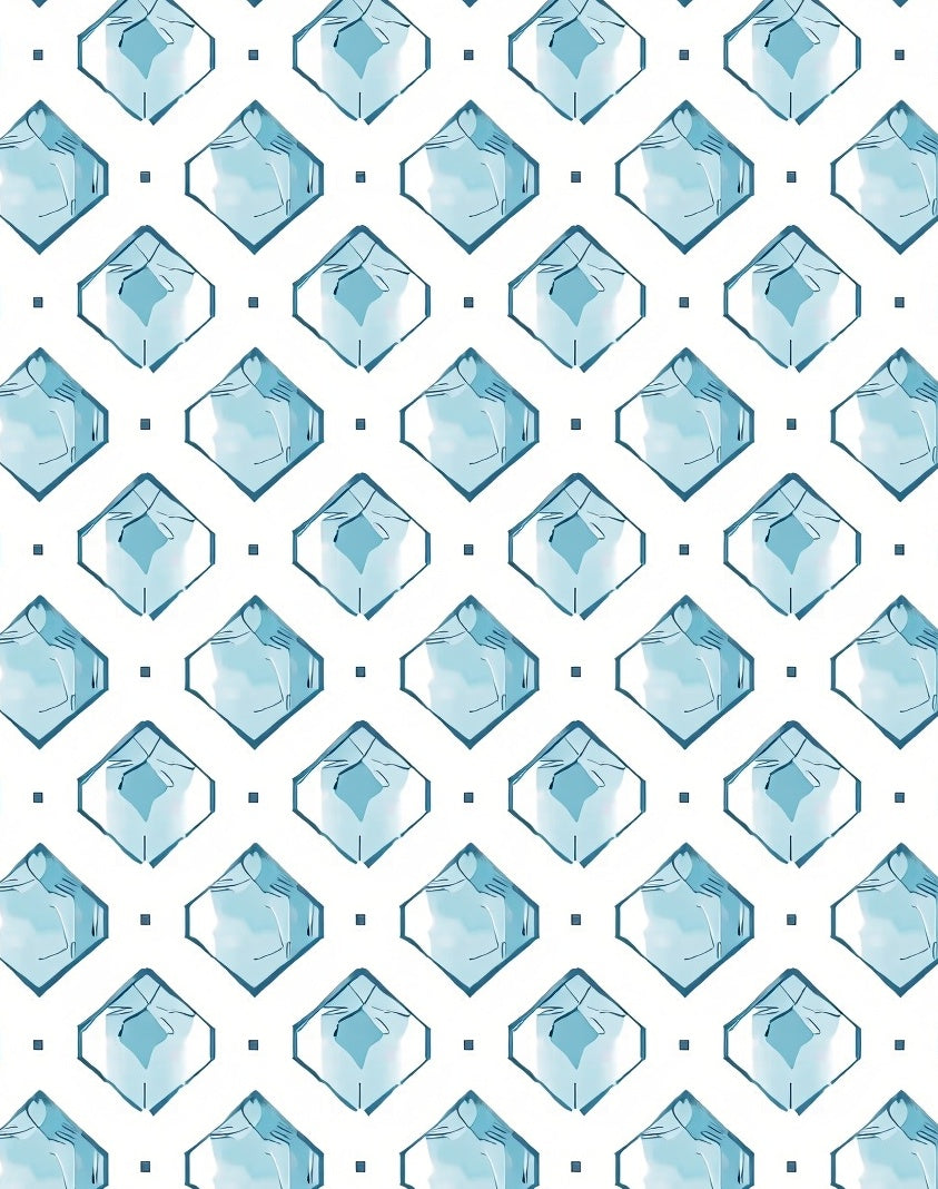 Geometric Blue Ice Crystal Pattern Rug