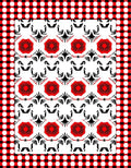 Bold Red Flower Gingham Pattern Rug