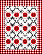 Bold Red Flower Gingham Pattern Rug