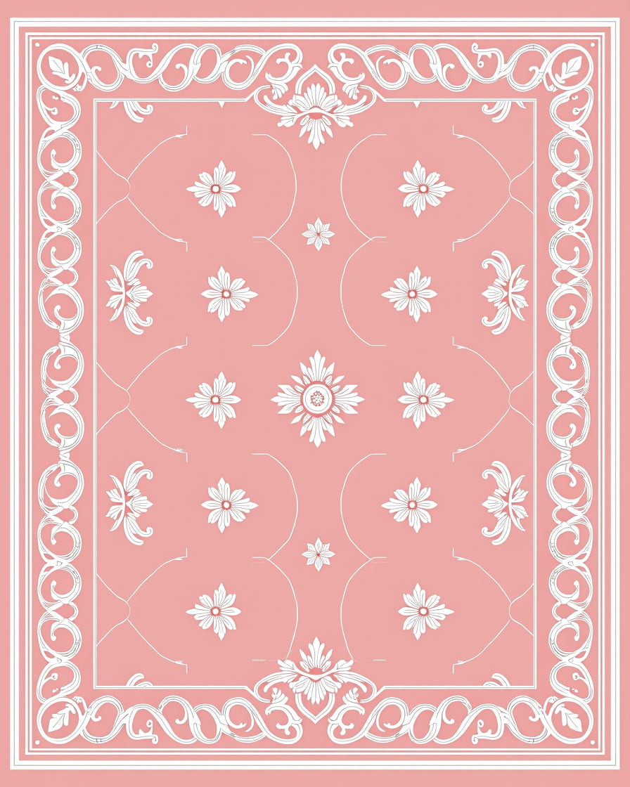 Ornate Floral Swirl Design Rug