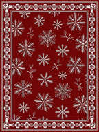 Elegant Snowflake Patterned Red Rug