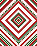Red Green Diamond Geometric Design Rug