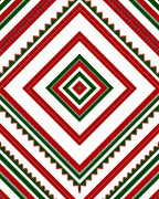 Red Green Diamond Geometric Design Rug