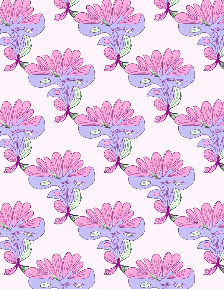 Pastel Floral Repeating Pattern Design Rug