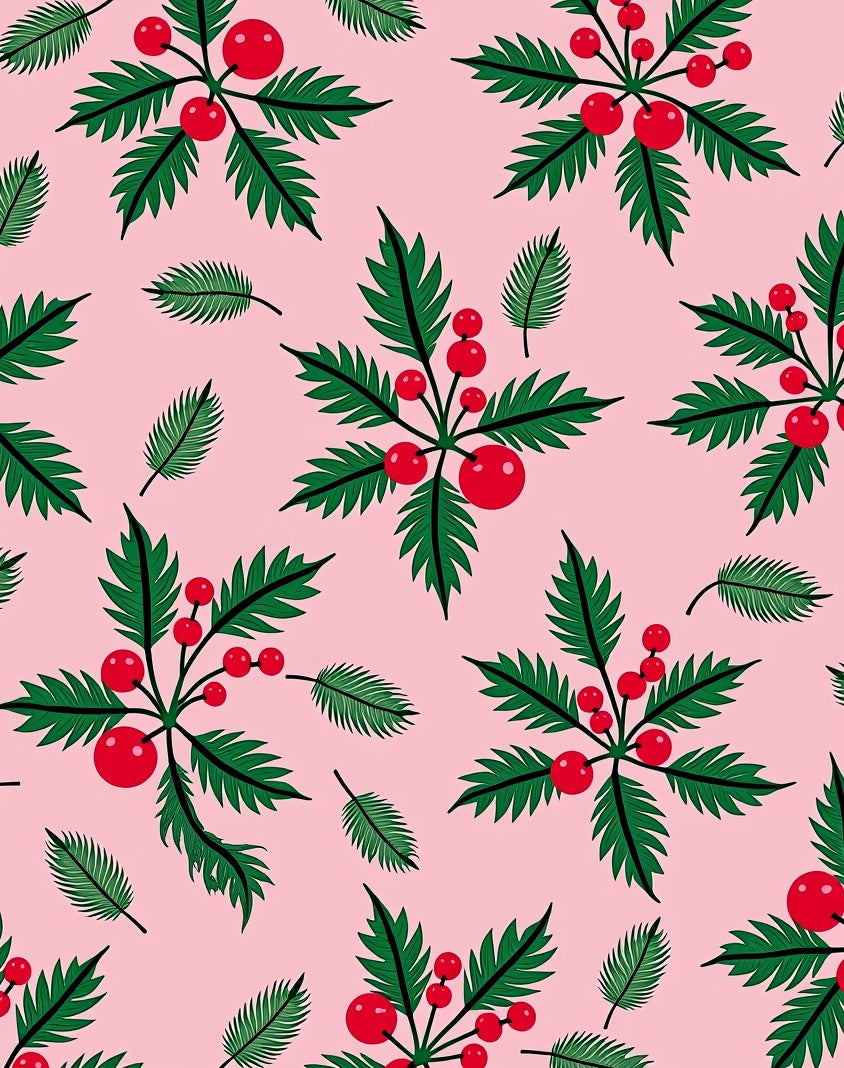 Crimson Berry Festive Foliage Arrangement Rug
