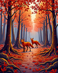Enchanted Forest Fox Pattern Rug