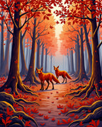 Enchanted Forest Fox Pattern Rug