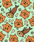 Playful Orange Cat Fish Pattern Rug