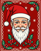 Jolly Santa Holly Patterned Rug