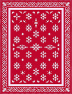 Red Snowflake Border Pattern Rug