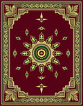 Elegant Central Medallion Golden Leaf Design Rug
