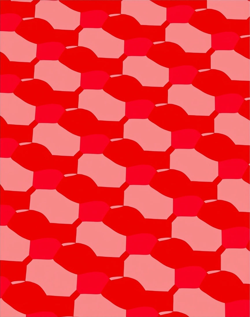Red Gradient Art Deco Pattern Rug