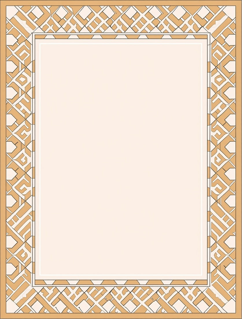 Geometric Interlocking Patterned Tan Rug