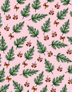 Green Pine Sprig and Orange Blossom Pattern Rug