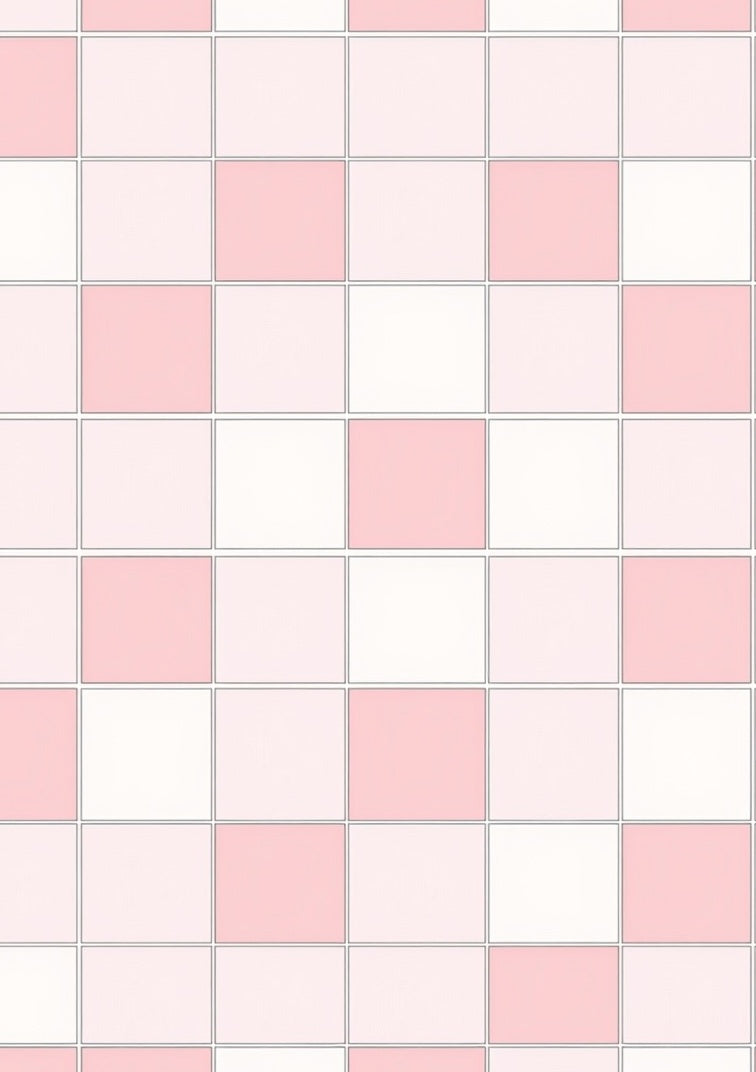 Soft Pink White Checkerboard Pattern Rug