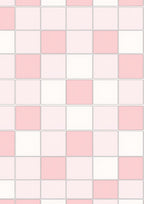 Soft Pink White Checkerboard Pattern Rug
