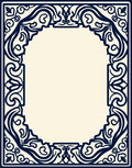 Classic Ornate Navy Scrollwork Border Rug