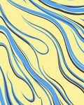 Flowing Blue And Yellow Abstract Pattern Rug
