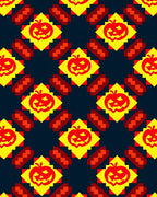 Jack O Lantern Pixel Pattern Rug
