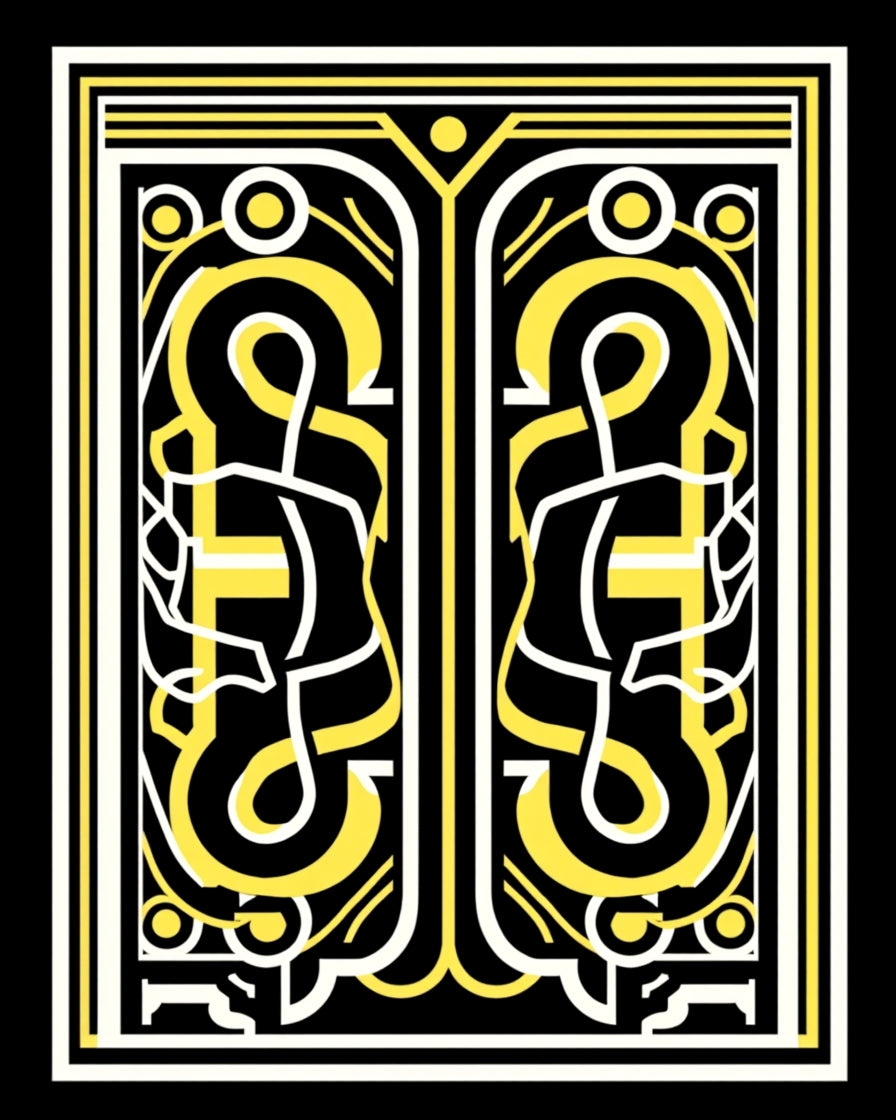 Bold Yellow Black Abstract Pattern Rug