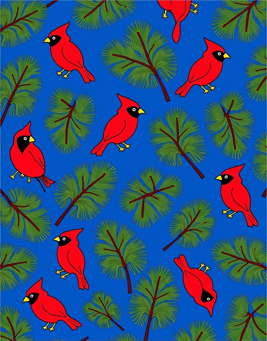 Red Cardinal On Pine Branch Pattern Rug