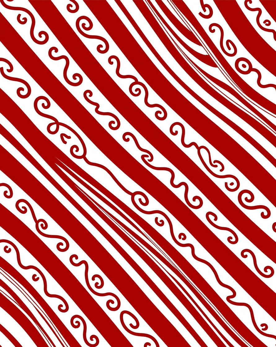 Diagonal Red White Swirl Pattern Rug