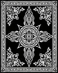 Symmetrical Floral Medallion Monochrome Design Rug
