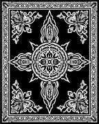 Symmetrical Floral Medallion Monochrome Design Rug