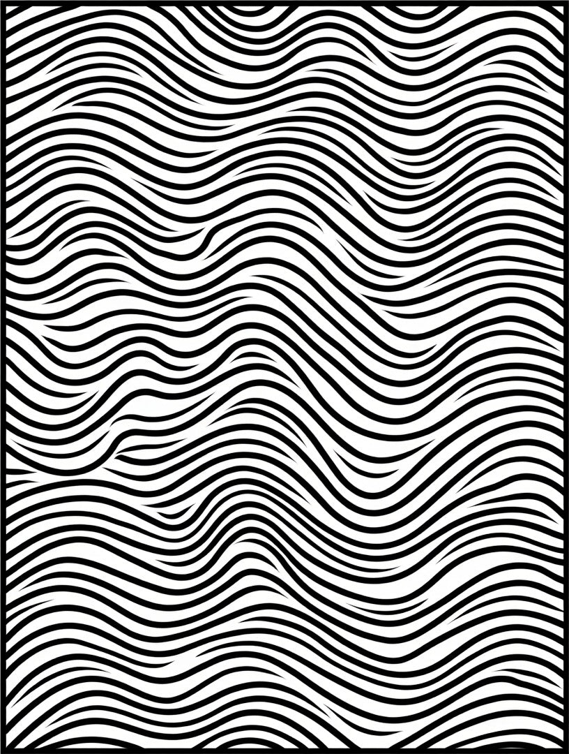 Abstract Black White Wavy Pattern Rug