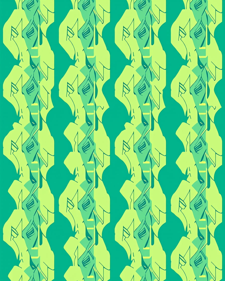 Vertical Green Abstract Pattern Rug