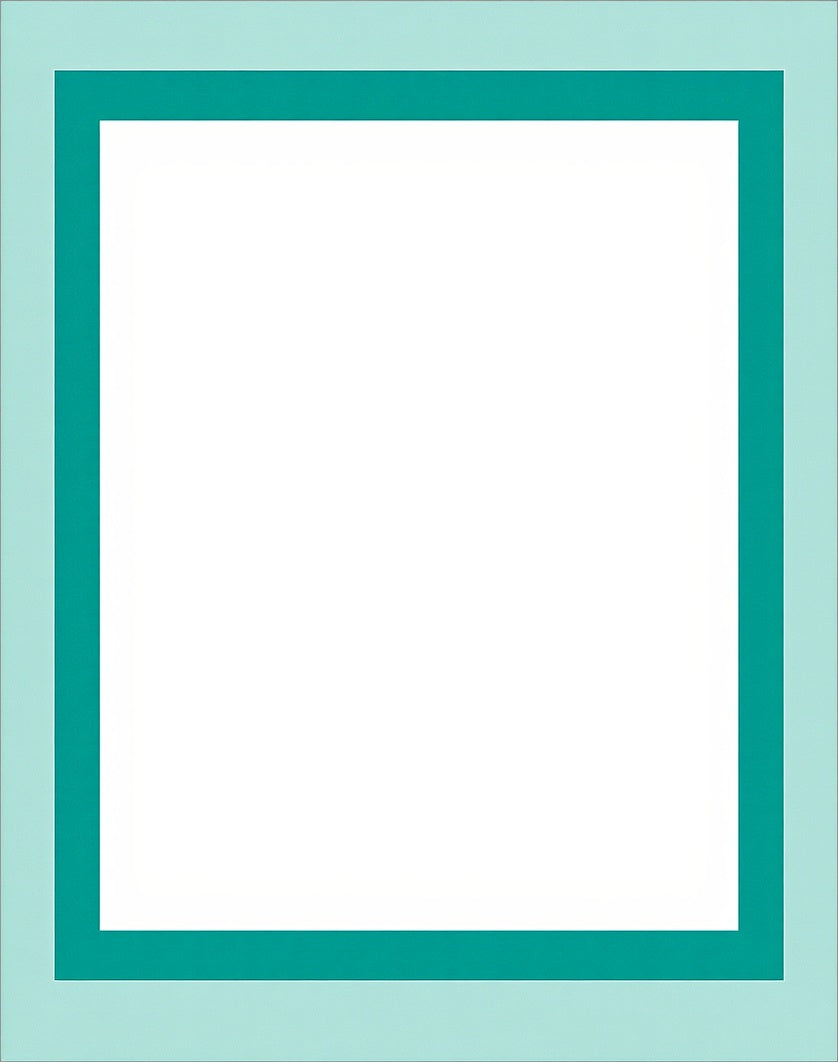 Teal And Aqua Geometric Border Rug