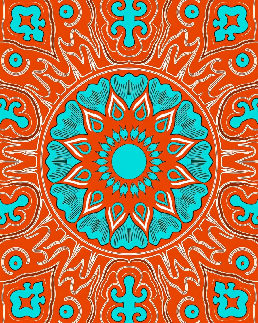 Bold Mandala Floral Design Rug