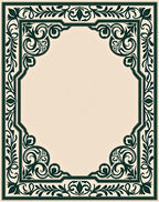 Dark Green Floral Scroll Work Frame Rug