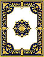 Elegant Blue Gold Floral Medallion Rug