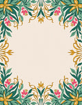 Elegant Floral Whimsical Border Design Rug