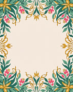Elegant Floral Whimsical Border Design Rug
