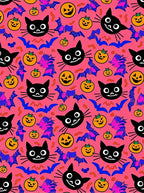 Whimsical Halloween Cats Pumpkins Pattern Rug