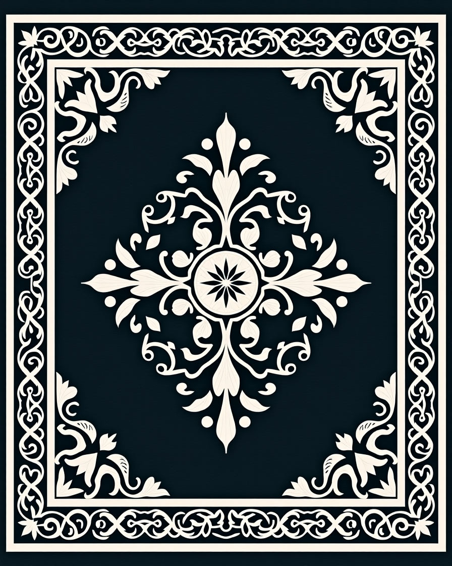 Ornate Cream Floral Centerpiece Rug