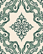 Ornate Teal Swirl Pattern Rug