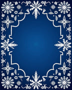 Deep Blue Snowflake Garden Frame Rug